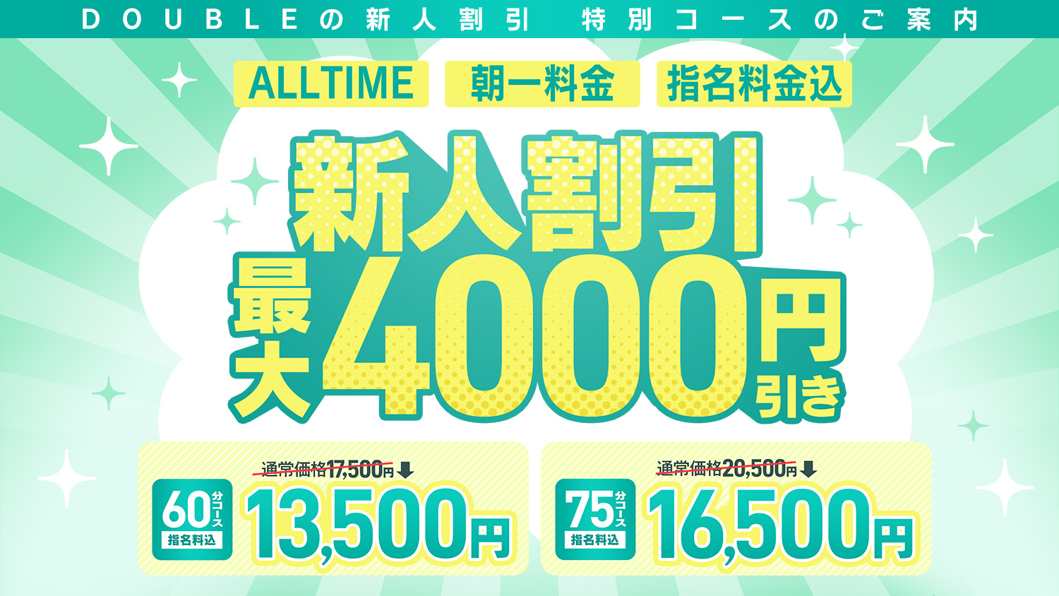 新人割引最大4000円引き