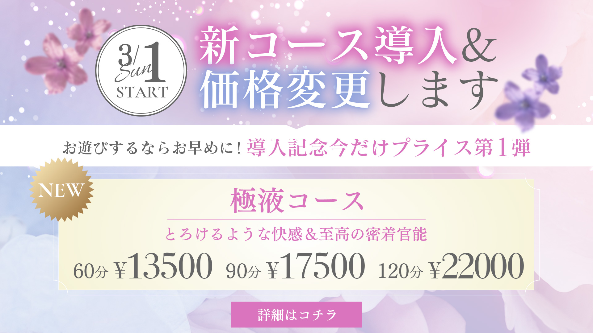【新コース導入＆価格変更】  今だけプライス第一弾☆彡